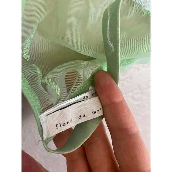 Fleur Du Mal Women's Green Mesh Wireless Balconette Bra - A1 - Picture 4 of 12